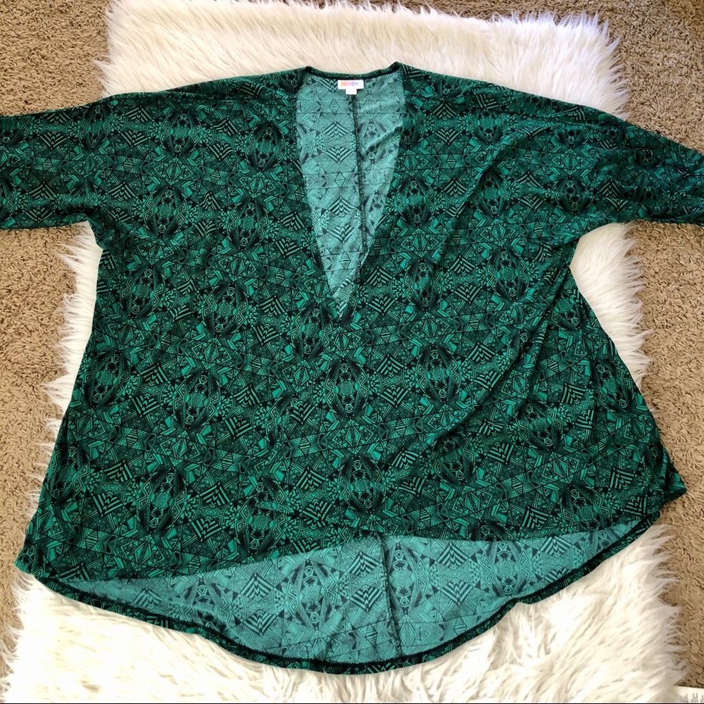 LuLaRoe Teal Patterned Cardigan - Picture 4 of 7